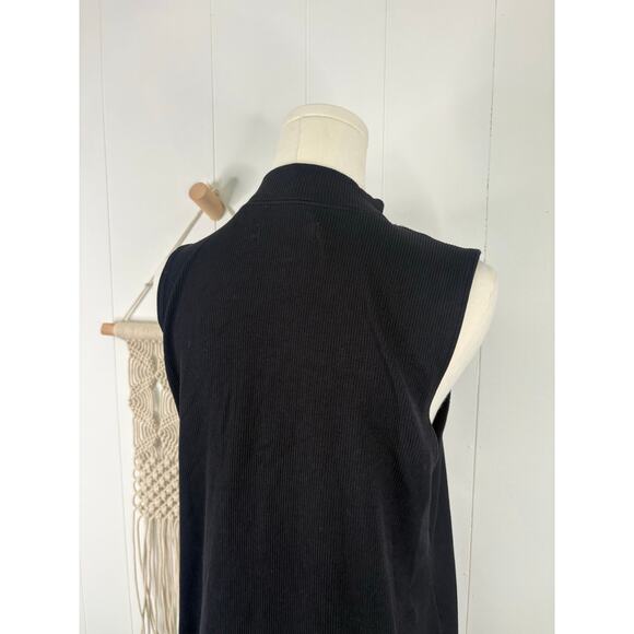 Abercrombie & Fitch Black Ribbed Sleeveless Mock Neck Midi Dress Womens Small - Picture 6 of 8
